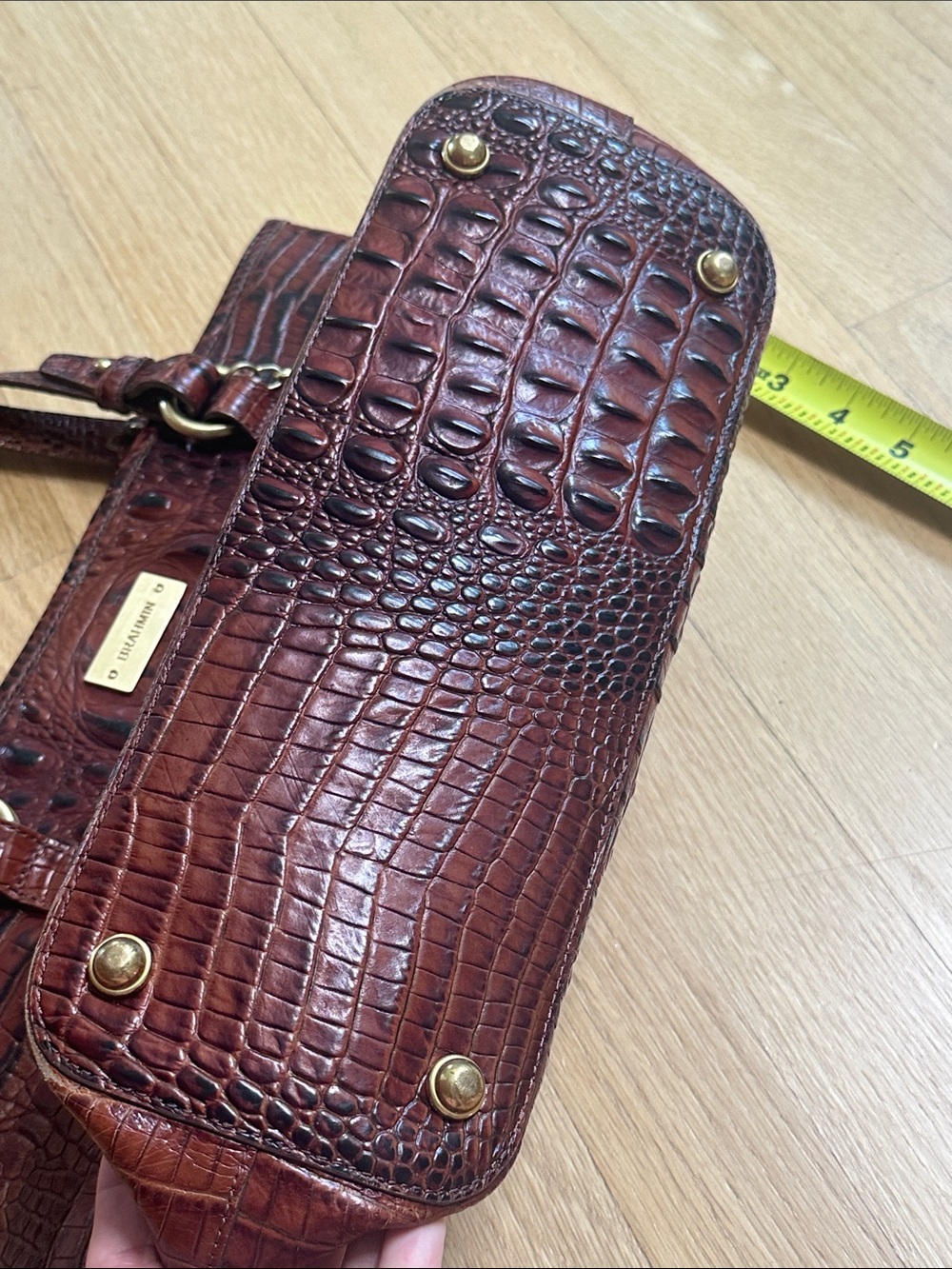 Brahmin Croc-Embossed Brown Leather Tote Vintage - Picture 5 of 12